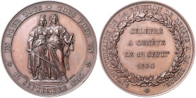 Schweizer Schützenmedaillen. Genf. Lot von 2 Stücken: (v. Bovy / Dorer) Goldbronzemedaille und Bronzemedaille 1894 Tir national, Variante des Textes. ...