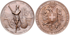Schweizer Schützenmedaillen. Genf. Bronzemedaille 1887 (v. Bovy/Richard/Lossier) auf das Schützenfest in Genf. Richter&nbsp;628, Martin&nbsp;330. 45,5...