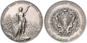 Schweizer Schützenmedaillen. Glarus. Silbermedaille 1892 (v. Huguenin) auf das eidgenössische Schützenfest in Glarus. Richter&nbsp;808, Martin&nbsp;43...
