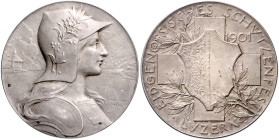Schweizer Schützenmedaillen. Luzern. Silbermedaille 1901 (v. Frei) auf das eidgenössische Schützenfest in Luzern. Richter&nbsp;879, Martin&nbsp;476. 4...