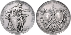 Schweizer Schützenmedaillen. Neuchâtel. Silbermedaille 1886 (v. Durussel) Tir canntonal neuch\'e2telois in La Chaux-de-Fonds. Richter&nbsp;951, Martin...