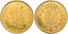 Spanien. Carlos III. 1759-1788. 8 Escudos 1772 S - CF. K.M.&nbsp;409.2, Friedberg&nbsp;283. .