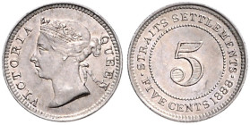 Straits Settlements. Victoria 1837-1901. 5 Cents 1888. K.M.&nbsp;10. .