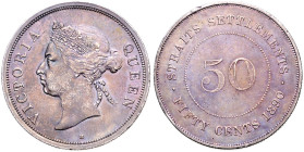 Straits Settlements. Victoria 1837-1901. 50 Cents 1890 H - Heaton. K.M.&nbsp;13. Patina.