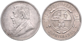 Südafrika. Orange Free State 1836-1910. 2 Shilling 1895 Ohm Krüger. K.M.&nbsp;6. .