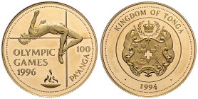 Tonga. King Taufà ahau IV. 1965-2006. 100 Pa'anga 1994 Olympiade 1996 - Hochsprung. K.M.&nbsp;164. .