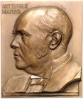 Tschechoslowakei. Erste Republik 1918-1938. Einseitige Bronzeplakette 1933 (sign. A.d.H.) auf den Tod von Antonin Svehla. 54,1x64,0 116,29&nbsp;g. .