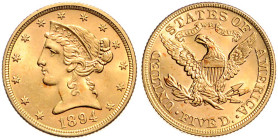 Vereinigte Staaten von Amerika. 5 Dollar 1894. K.M.&nbsp;101, Friedberg&nbsp;143. .