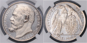 Medaillen von Karl Goetz. 3 Mark-Probe 1913 Bayern, in versilbertem Kupfer. Kienast&nbsp;77, Slg.&nbsp;Böttcher&nbsp;5256, Schaaf&nbsp;52G1, Jaeger&nb...