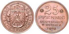 Medaillen von Karl Goetz. 25 Pfennig 1908 D Probeprägung in Kupfer. Kienast&nbsp;78, Slg.&nbsp;Böttcher&nbsp;-, Schaaf&nbsp;18G5, Jaeger&nbsp;zu&nbsp;...