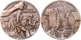 Medaillen von Karl Goetz. Bronzegussmedaille 1920 Wüstlinge am Rhein. Kienast&nbsp;274, Slg.&nbsp;Böttcher&nbsp;5691. 58,1&nbsp;mm, 69,91&nbsp;g. .