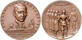 Medaillen von Karl Goetz. Bronzegussmedaille 1923 auf die Hinrichtung Albert Leo Schlageter am 26.05.1923. Kienast&nbsp;300, Slg.&nbsp;Böttcher&nbsp;5...