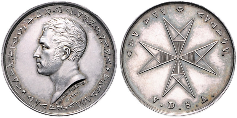 Freimaurer. 
Silbermedaille 1821 (v. F. Coquardon) auf Bernhard-Raymond Fabr\'e...