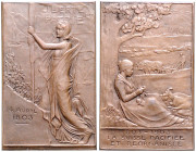 Jugendstil. Bronzeplakette 1903 (v. Hans Frei) '1803-1903 La Suisse pacifiee et reorganisee'. 24x38mm 13,89&nbsp;g. .