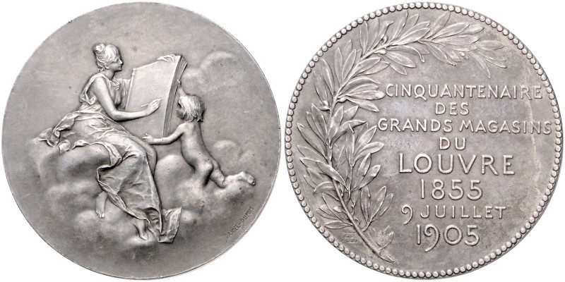 Jugendstil. 
Silbermedaille 1905 (v. Daniel-Dupuis) auf 50 Jahre Kaufhäuser im ...