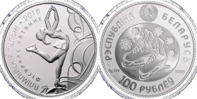 Olympische Spiele. Winterspiele in Vancouver. 100 Rubel 2008 Eiskunstlauf, Auflage 500 Stück. K.M.&nbsp;192. mit Zertifikat und Etui, 155,5g / 999 AG....