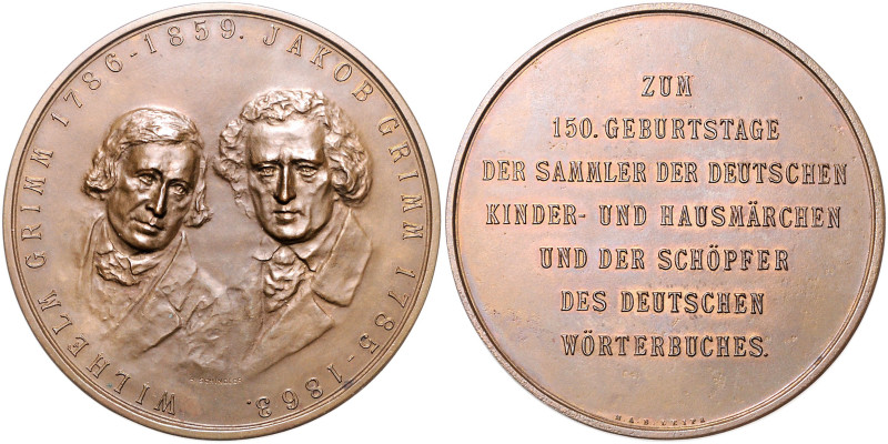 Personenmedaillen. 
Gebr. Grimm, Wilhelm und Jakob 1786-1859 und 1785-1863. Bro...