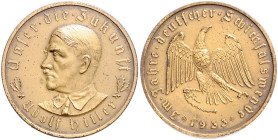 Personenmedaillen. Hitler, Adolf 1889-1945. Bronzemedaille 1933 (unsign. v. Glöckler) auf seine Machtergreifung, i.Rd: BAYER. HAUPTMÜNZAMT. Colb./Hyd....