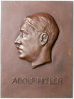 Personenmedaillen. Hitler, Adolf 1889-1945. Einseitige Bronzegussplakette o.J. (unsign.) Kopf nach rechts, darunter 'ADOLF HITLER'. Colb./Hyd.&nbsp;-....