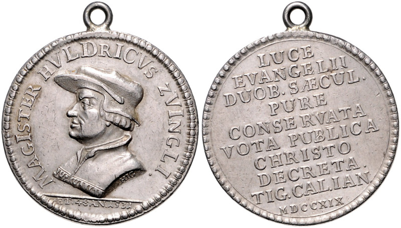Reformation. 
Silbermedaille 1719 (v. Gessner) auf das 200-jährige Reformations...