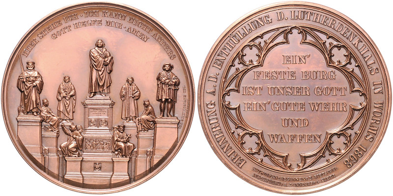 Reformation. 
Bronzemedaille 1868 (v. Chr. Schnitzspahn) auf die Enthüllung des...