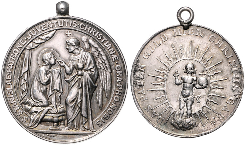 Religion. 
Lot von 4 Stücken: Silbermedaille o.J. (v. IB = Buchheim) Jesus als ...