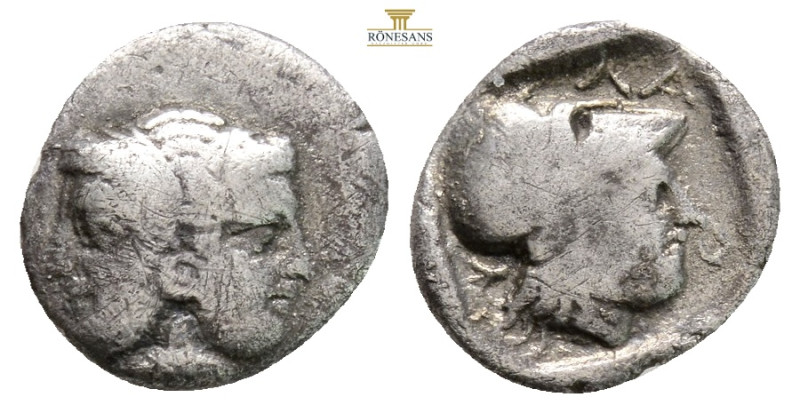 MYSIA. Lampsakos. Obol (Circa 500-450 BC). 1 g. 12,2 mm.
Obv: Janus-faced female...