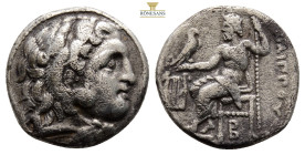 Kings of Macedon. Alexander III The Great; 336-323 BC, drachm, (16,8 mm, 4 g.) Obv: Head of Heracles r. wearing skin of lion\'s head with mane. Rev: Z...