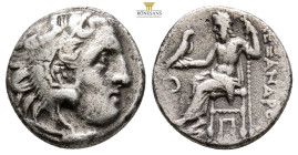Kings of Macedon. Alexander III The Great; 336-323 BC, drachm, (16,8 mm, 3,7 g.) Obv: Head of Heracles right. wearing skin of lion\'s head with mane. ...