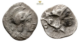CILICIA, Holmoi. Circa 380-375 BC. AR Obol (10,3 mm, 0.56 g, ). Helmeted head of Athena right / Laureate head of Apollo right.