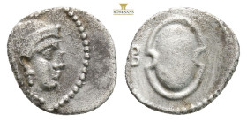 CILICIA, Tarsos. Balakros. Satrap of Cilicia, 333-323 BC. AR Obol (10,8 mm, 0.68 g,) Helmeted head of Athena right - Shield; B to left. Casabonne p. 2...