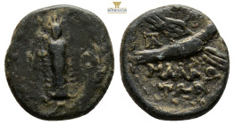 CILICIA. Mallos. Ae (Circa 2nd-1st centuries BC). Obv: Facing statue of Athena Megarsis within wreath. Rev: MAΛΛΩTΩN. Eagle flying right; monogram to ...
