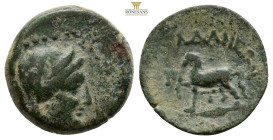 CILICIA, Adana (Circa 164-27 BC) AE Bronze (17,4 mm, 3,9 g)
Obv: Veiled head of Demeter right.
Rev: AΔANEΩN. Horse stepping left; monogram to left, ...