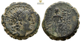Seleukid Kingdom. Antiochos IV Epiphanes. 175-164 B.C. Æ (20,8 mm, 6,2 g, ). Perhaps Ake-Ptolemaïs mint. Diademed and radiate head right / ΒΑΣΙΛΕΩΣ ΑΝ...