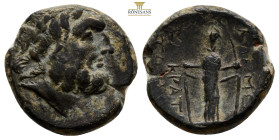 PHRYGIA, Apameia. Circa 100-50 BC. Æ ….Laureate head of Zeus right / Cult statue of Artemis Anaïtis facing. SNG Copenhagen 183; SNG von Aulock 347. VF...