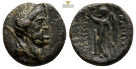 Cilicia, Elaiussa Sebaste. 1st century B.C. AE (15,8 mm, 4,1 g). Head of Zeus right, Nike avdancing left, holding wreath and palm; to left,