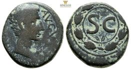 Seleucis and Pieria. Antioch. Augustus (27 BC-14 AD). Ae, 9,9 g. 24,4 mm. Obv: Bare head right. Rev: Large SC within wreath. RPC I 4105; McAlee 193.