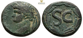 SELEUCIS and PIERIA. Antioch. Domitian (81-96). Ae Semis. 12 g. 24,9 mm. Obv: DOMITIAN CAESAR. Laureate head left. Rev: Large S C; dot to right; all w...