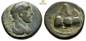 CAPPADOCIA. Caesarea. Antoninus Pius (138–161). AE. (9,8 g. 22 mm.)
Laureate and draped bust right.
Rev. Mount Argaeus