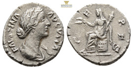 Faustina Junior, Augusta, 147-175. Denarius (Silver, 18 mm, 3 g, ), Rome, 161-175. FAVSTINA AVGVSTA Draped bust of Faustina Junior to right. Rev. CERE...