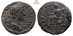 Commodus as Caesar, 175-177, AR Denarius. draped bust right Rs.Fortuna seated left. 2,6 g. 18,3 mm. RIC 662