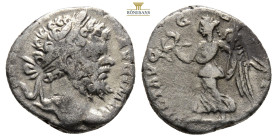 Septimius Severus (193-211 AD). Rome, AR Denarius (15,5 mm 2,5 g)Obv: SEVERVS PIVS AVG Laureate head of Septimius Severus to right.Rev: VICT PART MAX ...