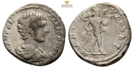Geta (198-212) - AR Denarius (Laodicea AD 199-200, 3,5 g.) 18,1 mm. - P SEPTIMIVS GETA CAES, bare headed, draped bust right / MARTI VICTORI, Mars adva...