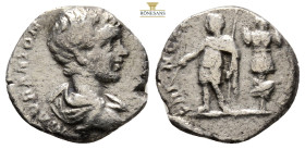 Geta, Caesar (AD 198-209). Denarius, (AR, 16,8 mm, 2,7 g)
AD 200-202, Rome.
P SEPT GETA CAES PONT Bust of Geta right, draped. / PRINC IVVENTVTIS Geta ...