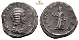 Julia Domna. Augusta, A.D. 193-217. AR denarius (18 mm, 2,4 g). Rome, under Caracalla, A.D. 211-215. IVLIA PIA FELIX AVG, draped bust of Julia Domna r...