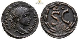 Elagabalus. (218-222 AD). Æ Bronze. (19,7 mm, 4,6 g.) Syria. Antioch. Obv: bust of Elagabalus right. Rev: SC. delta and eagle in wreath.