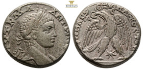 Syria. Antioch. Elagabalus AD 218-222. Billon-Tetradrachm, 12,5 g. 23,6 mm.AVT K M A AN-TWN[EINOC CEB], laureate, draped, and cuirassed bust right / Δ...