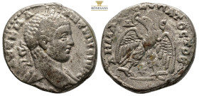 Syria. Antioch. Elagabalus AD 218-222. Billon-Tetradrachm, 12,3 g. 27,1 mm.AVT K M A AN-TWN[EINOC CEB], laureate, draped, and cuirassed bust right / Δ...
