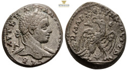 Syria. Antioch. Elagabalus AD 218-222. Billon-Tetradrachm, 15,4 g. 25,8 mm.AVT K M A AN-TWN[EINOC CEB], laureate, draped, and cuirassed bust right / Δ...