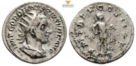 Roman Imperial Coinage - Gordianus III (238-244) - AR Antoninianus (Rome AD 241-243, 4,2 g. 23,2 mm. ) Radiate, draped and cuirassed bust right / PM T...